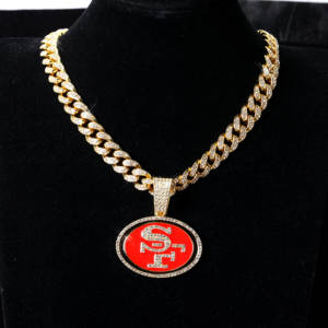 Pendentif personnalisé avec logo de l'équipe des 49ers, pendentif en argent personnalisé, chaîne à maillons, bijoux en cuivre et zircon, collier, bracelet pour hommes et femmes - Product Image 4