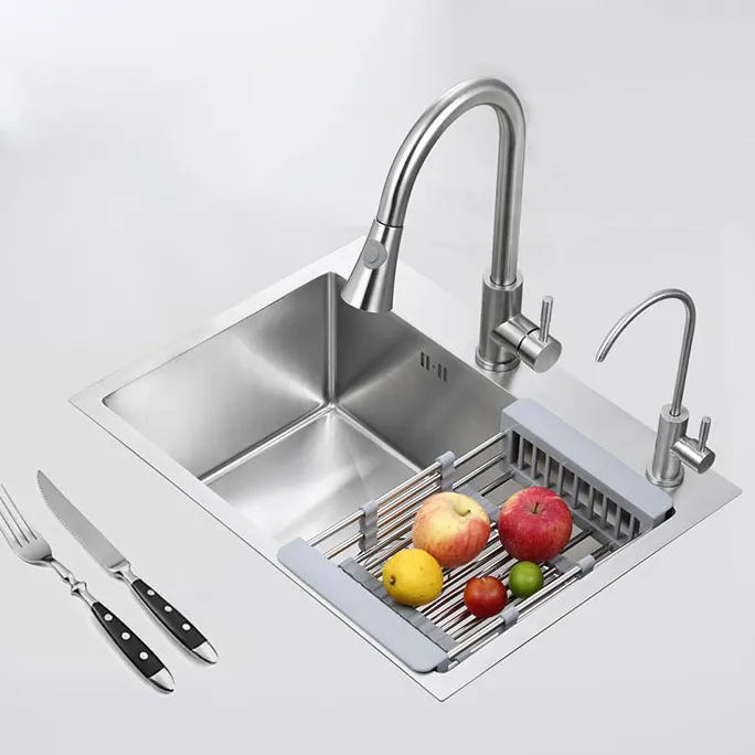304 Stainless Steel Handmade undermount square Single Bowl wholesale sink for kitchen