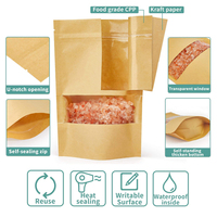 Sacs en papier kraft brun avec fermeture éclair, personnalisés avec logo imprimé, sacs debout mats, pochettes en papier kraft blanc, emballages alimentaires, sacs à fermeture éclair avec fenêtre