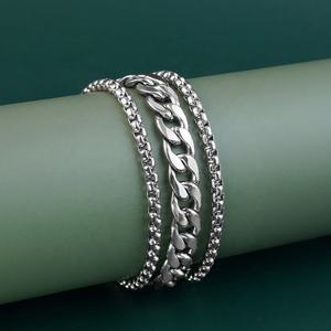 Bracelets Cuban Link, Chaîne Ronde, Bracelet de Poignet en Acier Inoxydable, Bijoux Tendance, Accessoires de Mode - Product Image 1