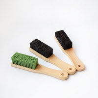 Brosse à chaussures artisanale à sept rangées, à poils serrés en crinière de cheval noire, avec poignée confortable, pour un maintien vertical, DIY OEM