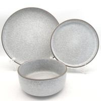 Ensemble d'assiettes en céramique grise émaillée, vente en gros, haute qualité, luxe européen, 16 pièces, vaisselle pour hôtel