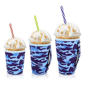 Iced Coffee Sleeve Insulator Sleeves for <b>Cold</b> Drinks Beverages Reusable Neoprene <b>Cup</b> Sleeve with Handle for 16-32oz Coffee <b>cups</b> - Product Image 1