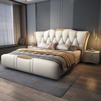 Lit de rangement moderne et confortable avec revêtement en cuir de qualité supérieure, taille Queen/King, certifié E0, directement de l'usine JUNYUHAO