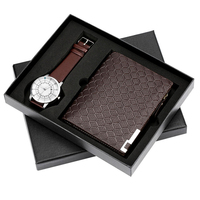 Ensemble cadeau de montre et portefeuille pour homme de luxe, boîte cadeau en cuir avec logo personnalisé, cadeau d'affaires, cadeau promotionnel pour les cadres