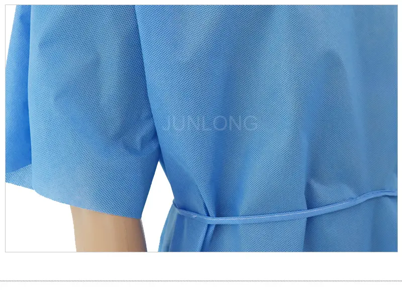Одноразовый медицинский Халат Junlong с коротким рукавом, SMS, 35 г/м2, 40 г/м2, халат для пациента, 100 шт. картонных коробок для пациентов в больнице