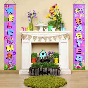 Banderas Decorativas Personalizadas de Tela Oxford 300D de 12*72 Pulgadas para Puerta de Patio Familiar con Diseño de Pascua - Product Image 5