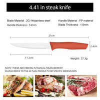 Ensemble de 6 couteaux à steak dentelés conformes à la norme EPR, lame en acier inoxydable, manche en PP, emballage en boîte écologique