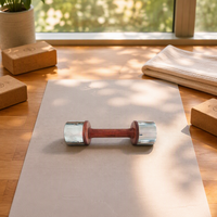 Ensemble d'haltères de luxe en acier premium avec poignées en bois massif, poids libres durables pour entraînement complet du corps, idéal pour la maison et les studios de Pilates
