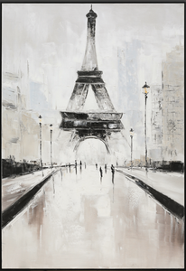 Pintado a mano impresionista Torre Eiffel pintura <span class=keywords><strong>al</strong></span> óleo monocromática escena de la calle parisina moderna hecha a mano para la decoración del hogar - Product Image 3