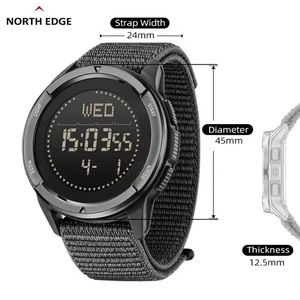 นาฬิกาข้อมือ NORTH EDGE ALPS รุ่นดิจิตอล คาร์บอนไฟเบอร์ สำหรับผู้ชาย ทนทานต่อแรงกระแทก น้ำหนักเบา เหมาะสำหรับกิจกรรมกลางแจ้ง พร้อมเข็มทิศ กันน้ำลึก 50 เมตร - Product Image 2