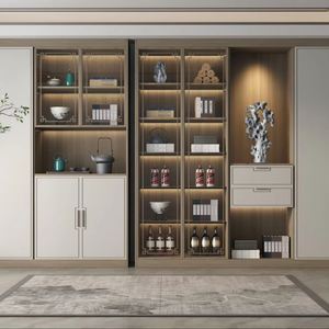 Armoire latérale classique en bois massif respectueuse de l'environnement pour salon et salle à manger, armoire à vin, buffet - Product Image 1
