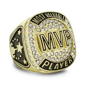 Su misura in metallo calcio basket Baseball Softball Hockey sport premio maschile giovani Custom MVP anello campionato anelli