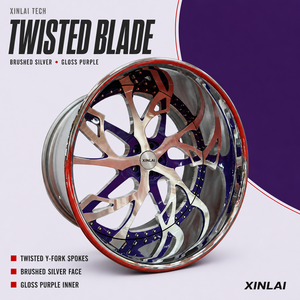 Rines XINLAI de Alta Calidad, Diseño de Rayos Divididos Forjados, 20 21 22 Pulgadas, 5x112, Plateado Cepillado, Morado Candy, para Audi A7 S7 A8 de Lujo - Product Image 6