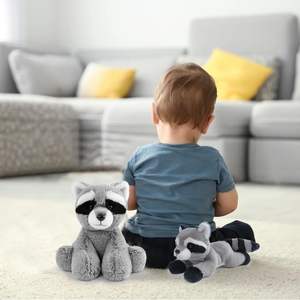 2025 NUEVA LLEGADA 8 PULGADAS Realista Mapache Animales de peluche Juego de juguetes Suave Velboa Felpa con relleno de PP Regalos lindos para niñas - Product Image 4
