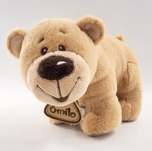 Haute qualité mignon doux marron marche sourire ours en peluche jouets en peluche