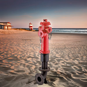 Hydrant d'incendie en fonte rouge avec capuchons et chaînes argentés, équipement de lutte contre l'incendie durable pour l'extérieur, incendies de classe A et B - Product Image 6