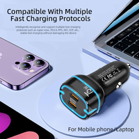 Pengisi Daya Mobil USB C Cepat 75W QC.0 PD Pengisian Daya Mobil 3.1A Pengisi Daya Mobil Port USB Ganda Adaptor Pemantik Rokok