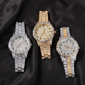 Iced Out Arabe Nombre <span class=keywords><strong>Montre</strong></span> Diamant Bling Montres Rondes Pour Hommes Femmes Montres En Gros - Product Image 3