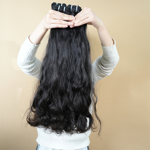 Extensiones de Cabello <span class=keywords><strong>Humano</strong></span> Virgen Indio Natural Ondulado Doble Trama con Puntas Gruesas Sin Procesar - Product Image 2