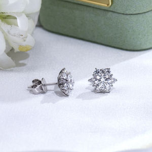 Pendientes de Diamantes de Oro Blanco de 9K MSE-322 de Messi Jewelry para Mujer - Product Image 2