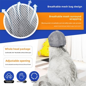 Accessoires pour chats : Masque respirant anti-morsures et anti-griffures, chapeau réglable pour chat, couvre-tête confortable pour chats - Product Image 3