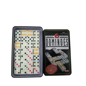 double 9 domino blocks in tin box domino sets