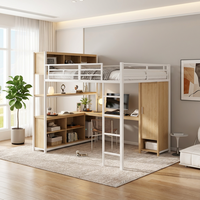 Lit superposé double en métal inclinable moderne et durable avec bureau pour dortoir étudiant, appartement, hôtel, chambre à coucher, couleur personnalisée