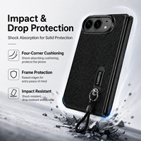 Étui pour iPhone 18 pliable avec dragonne, fonction béquille, protection d'écran avant intégrée et coque arrière texturée fine