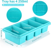 Plateau de congélation en silicone avec couvercle Récipient de préparation de repas facile et solution de stockage de cuisine Moules en silicone pour le stockage de la soupe et des aliments