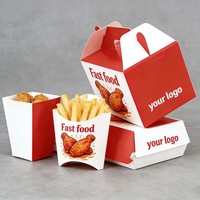 Caja de Cartón Blanca de Alta Calidad para Hamburguesas, Caja de Papel para Pollo Frito con Asa, Caja de Embalaje para Papas Fritas de Restaurante