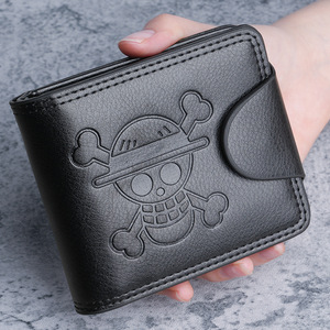 Newest Wholesale Front Pocket Trendy Skull Cartoon Bank <b>Card</b> Cash Black PU Bifold <b>Wallet</b> with logo - Product Image 2