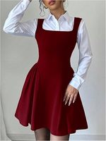 Robe noire pour femme, coupe trapèze sans manches, taille naturelle, mini-robe à volants, en mélange de coton écologique lavable, tailles XS-XXL