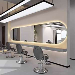 Station <span class=keywords><strong>de</strong></span> miroir simple face murale du coiffeur avec lumière LED à intensité variable pour un design simple <span class=keywords><strong>de</strong></span> salon - Product Image 4