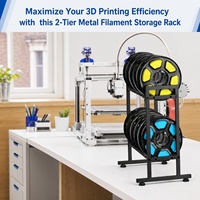 Support de rangement métallique robuste à 2 niveaux pour bobines de filament d'imprimante 3D, support de bureau pour fournitures d'impression