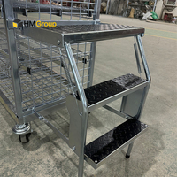 Étagère métallique réglable 3 côtés personnalisée chariot de préparation de commandes d'entrepôt multicouche en métal et acier avec poignée