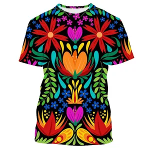 Colourful Mexican Flower Kids T-shirty Oversize Streetwear With OEM wholesale Harajuku Child Clothes Boys Girls Casual Tee Hot