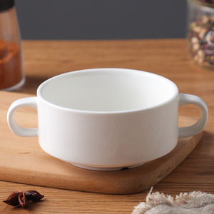 Ceramic Bohemian Eco-Friendly Double Ear <b>Soup</b> Tureen Rice <b>Bowl</b> Double Handle Lid-Free <b>Soup</b> <b>Bowl</b> Hotel Restaurant Tableware - Product Image 3