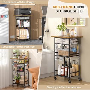 Carrito de cocina portátil, gran capacidad, estante de almacenamiento con ruedas, carrito móvil multifuncional - Product Image 2