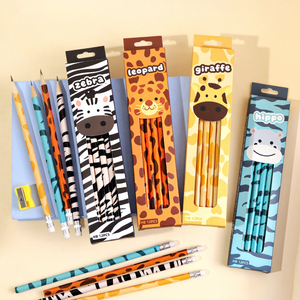 Ensemble <span class=keywords><strong>de</strong></span> papeterie pour enfants d'école, design mignon d'animaux <span class=keywords><strong>de</strong></span> dessin animé, 12 <span class=keywords><strong>crayons</strong></span> en bois 2B avec gomme - Product Image 2