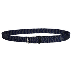 Cinturón Elba para hombre con rayas azul marino/gris y tela elástica - Product Image 3