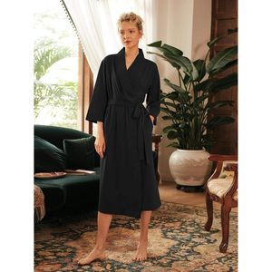 Bata Kimono de Algodón para Mujer, Ligera, Larga, de Punto, Suave, para Dormir o Estar en Casa, Tallas S a 3XL - Product Image 3