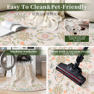 EIFFEL HOME Alfombra de Estilo Persa BlossomVerdant, Lavable a Máquina, Fibra de Poliéster, Decoración del Hogar, Sala de Estar, Dormitorio, Escalera - Product Image 4