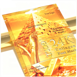 Masque <span class=keywords><strong>chaussette</strong></span> pour les <span class=keywords><strong>pieds</strong></span> en collagène or 24 carats, professionnel, entièrement personnalisé, OEM, directement de l'usine, pour les talons craquelés et les <span class=keywords><strong>pieds</strong></span> secs - Product Image 6