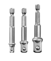 3PCS Adaptateur de foret avec porte-embout, tailles 1/4 3/8 1/2 ", tige hexagonale 1/4 pour perceuse sans fil, perceuse électrique