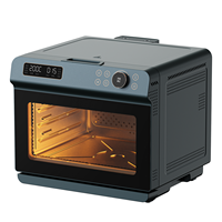 Four à pizza électrique en aluminium facile à nettoyer, 32L, multifonction intelligent, vapeur, friteuse à air numérique avec fenêtre visible, 1800W