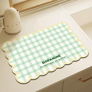 Tapete de Drenaje Rectangular con Diseño de Cuadros Dopamine, Antideslizante, de Secado Rápido, Protector para Encimeras de Cocina - Product Image 3