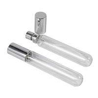 Flacon tubulaire en verre pour huile de parfum de 25ml avec pompe à sertir en aluminium argenté brillant Mini flacon de parfum de voyage avec fond rond