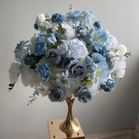 Boule de fleurs artificielles en soie bleue FB-BL42, fabrication directe d'usine, centre de table de mariage, décoration de fête à domicile