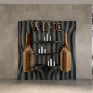 Estante de Madera ML-WD048 para Exhibición y Almacenamiento con Diseño de Botellas de Vino para Hogar, Bar, Villa, Tienda o Área de Recreo - Product Image 1
